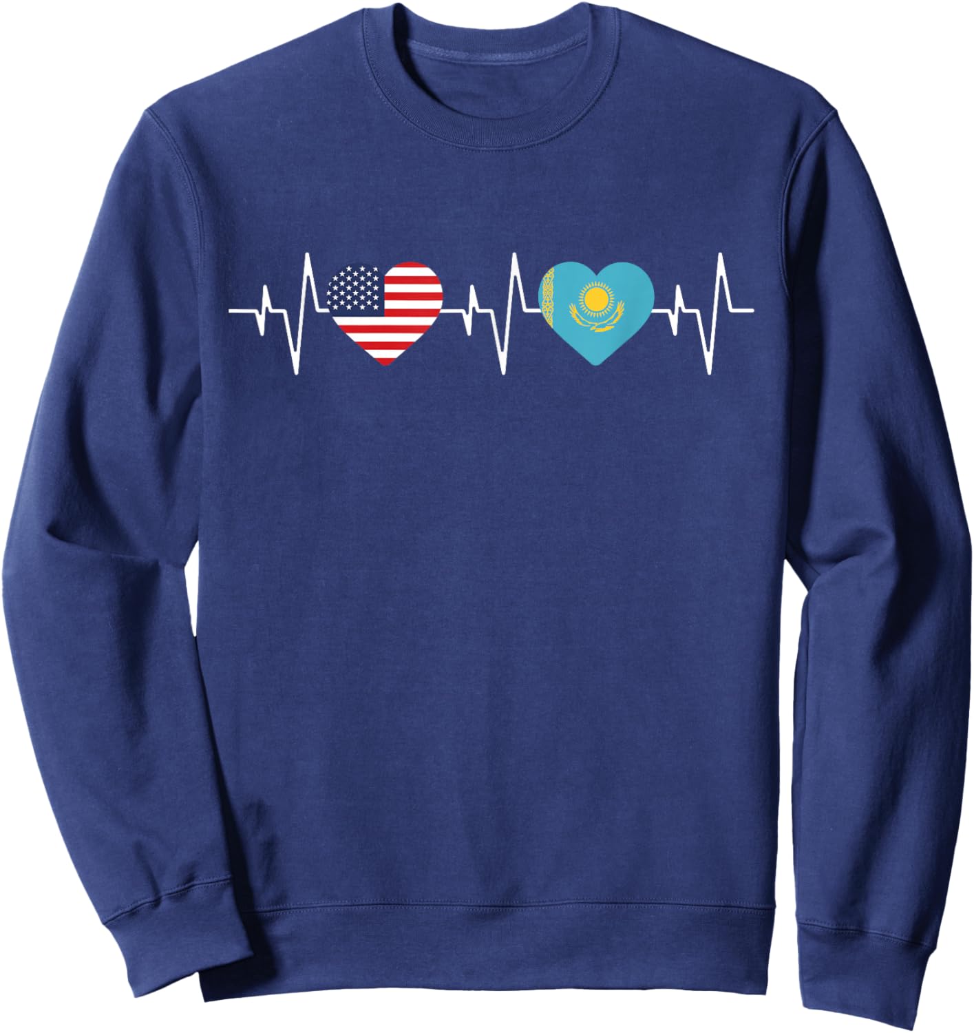 Kazakh heritage USA Kazakhstan American Flag Kazakh Flag Sweatshirt - Sweatshirt | Navy