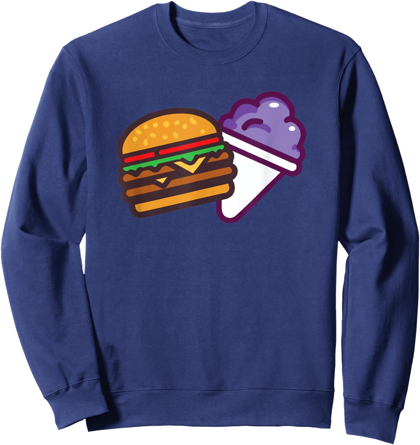 Funny Burger And Grape Cute Burger Snow Cone Sweatshirt - Sweatshirt | Navy