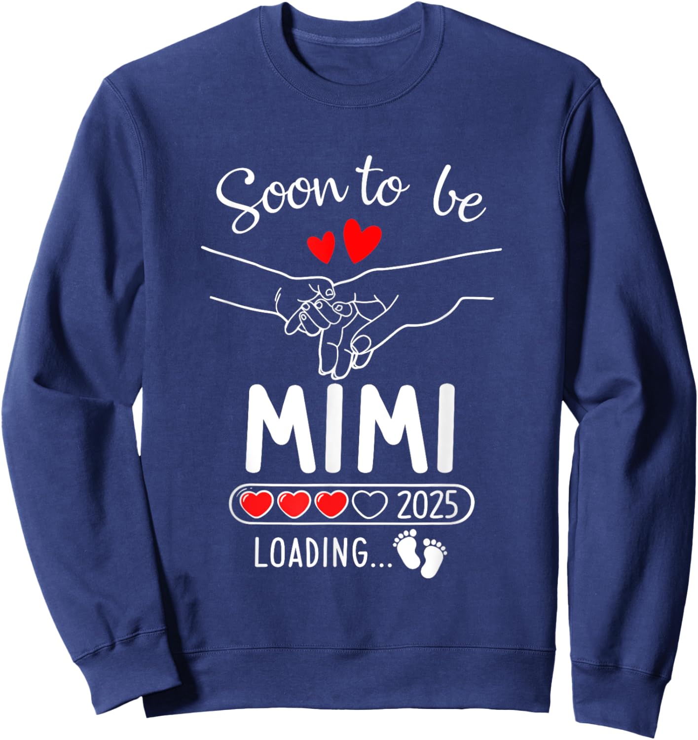 Soon To Be Mimi 2025 Loading Pregnancy Announcement Mimi Sweatshirt - Sweatshirt | Navy