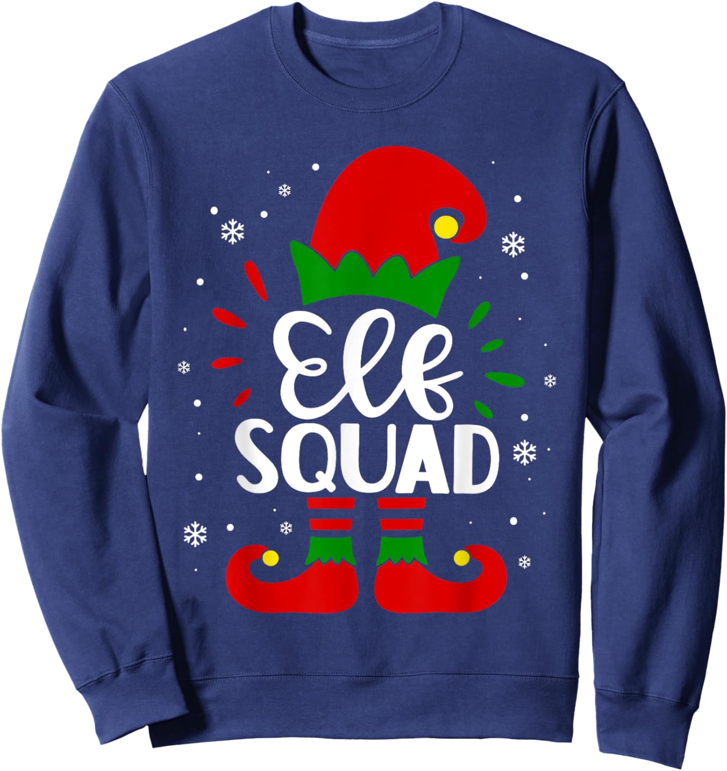Elf Squad Funny Elf Family Christmas Matching Pajamas Xmas Sweatshirt - Sweatshirt | Navy