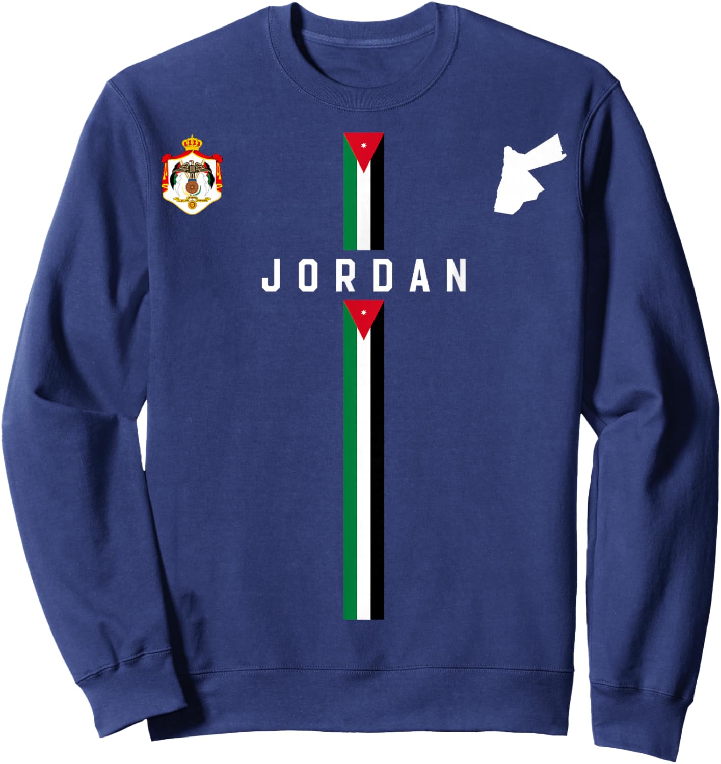 Jordan Flag, Silhouette map of Jordan, Coat of arms Sweatshirt - Sweatshirt | Navy