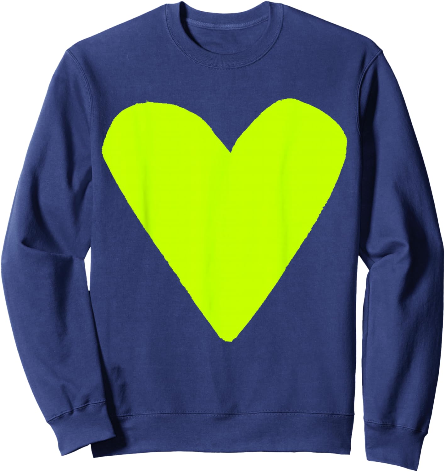 Cute Lime Green Heart Sweatshirt - Sweatshirt | Navy