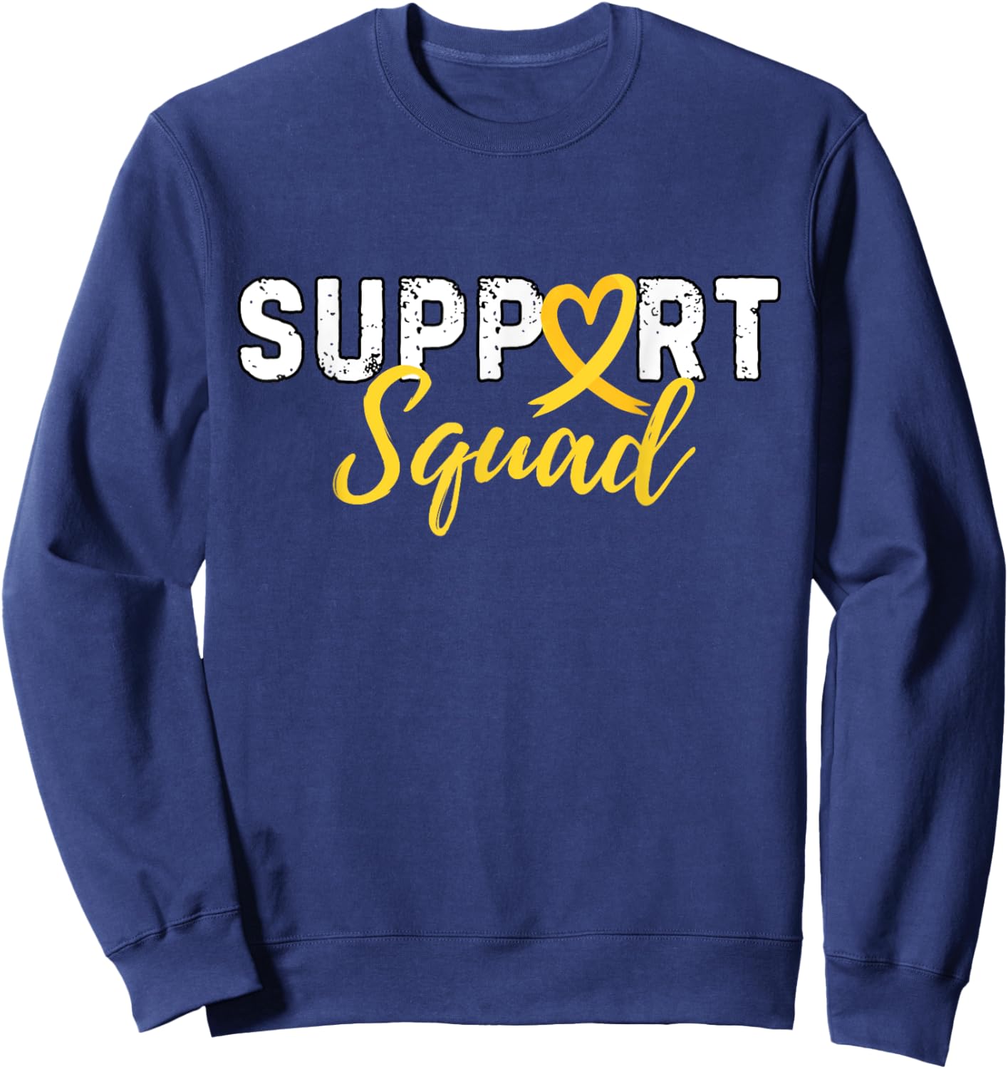 Support Squad Sarcoma Cancer Love Heart Yellow Ribbon Retro Sweatshirt - Sweatshirt | Navy