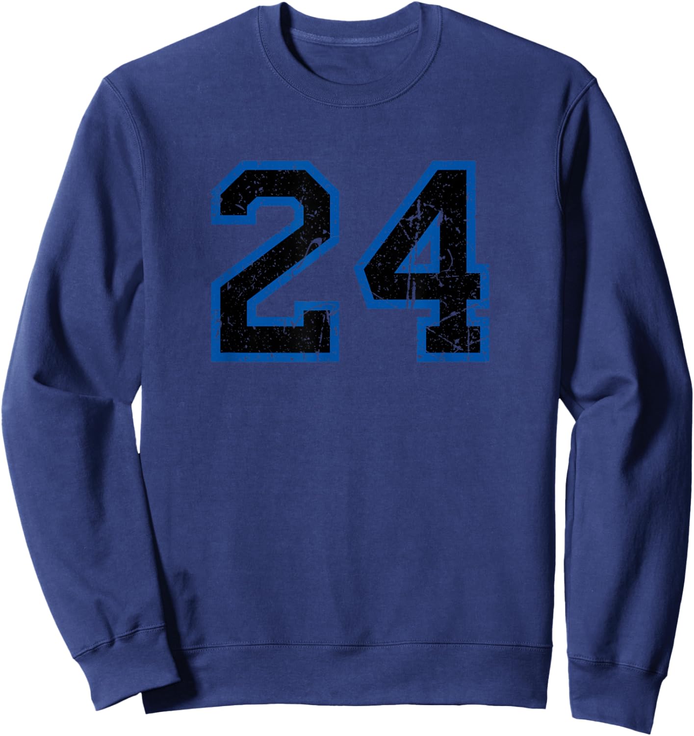 Vintage Number #24 Sport Blue Black Varsity Number Sweatshirt - Sweatshirt | Navy