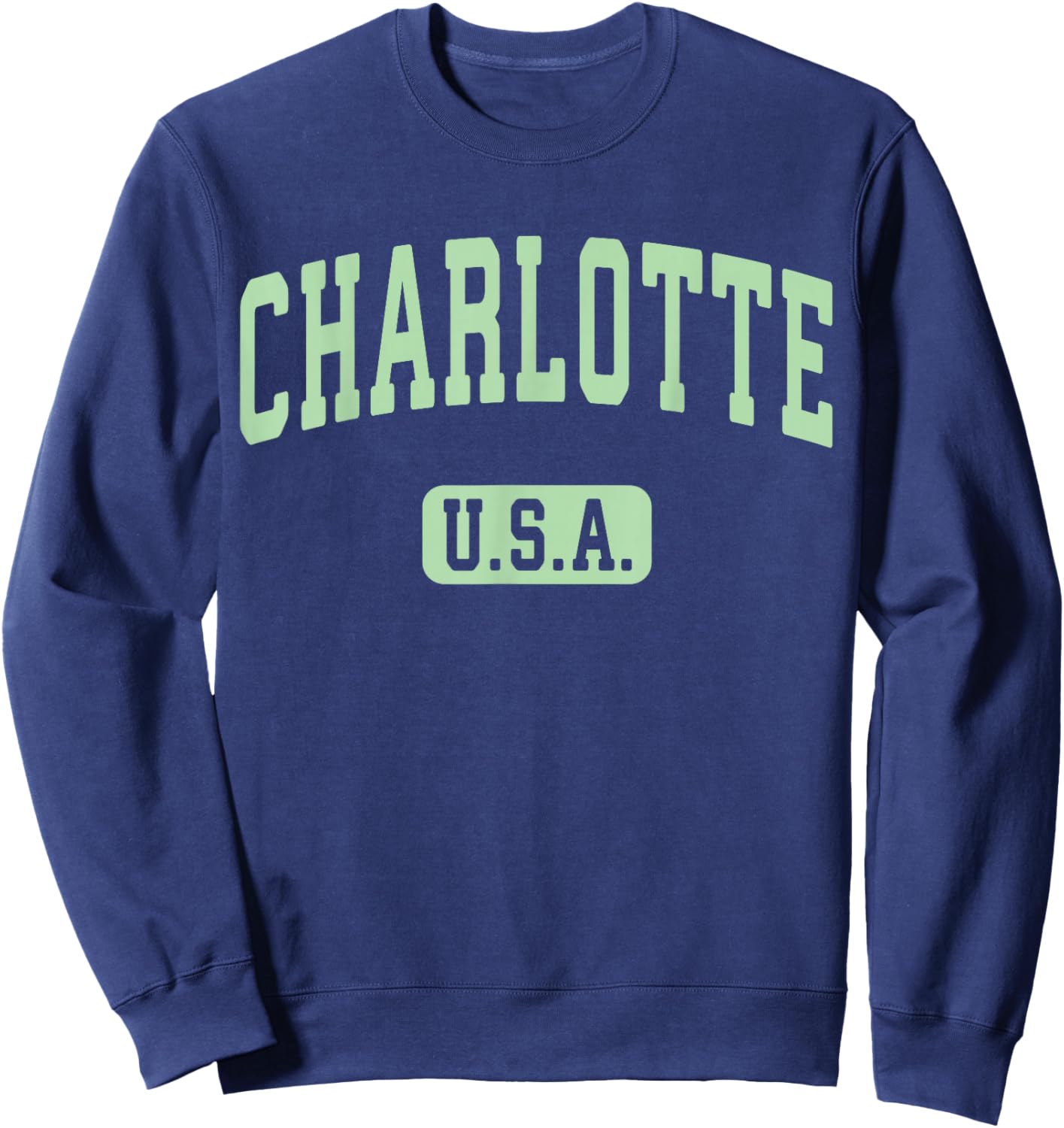 Charlotte USA Classic Retro Athletic Light Green Text Sweatshirt - Sweatshirt | Navy