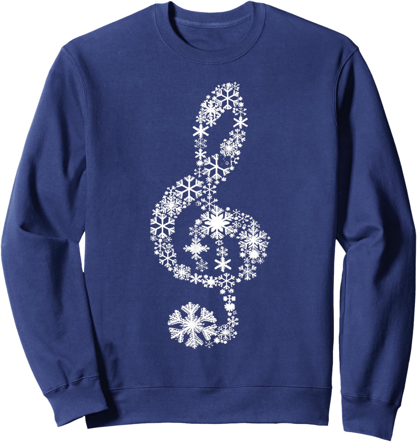 Winter Melody Snowflakes Treble Clef Music Notes Men Women Sweatshirt - Sweatshirt | Navy
