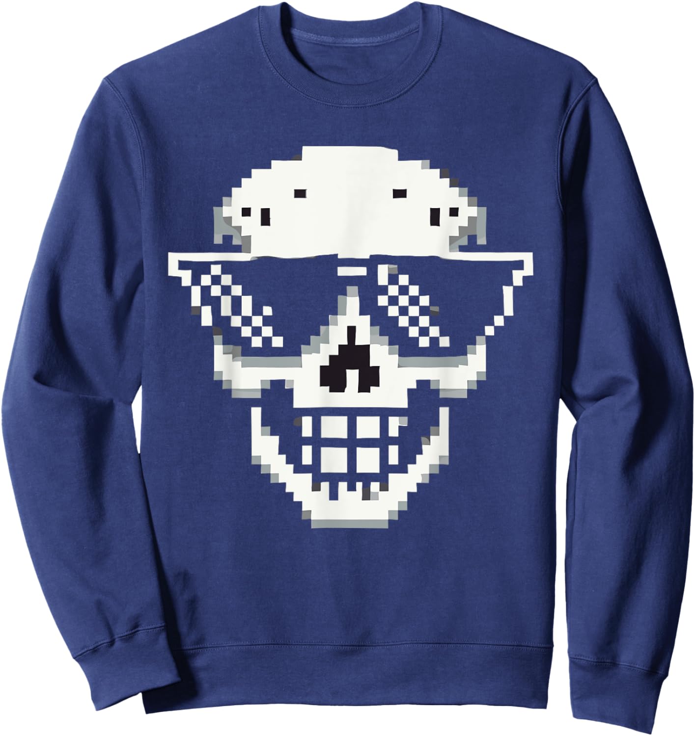 Pixel Cool Skull With Sunglasses Style Sweatshirt - Sweatshirt | Navy