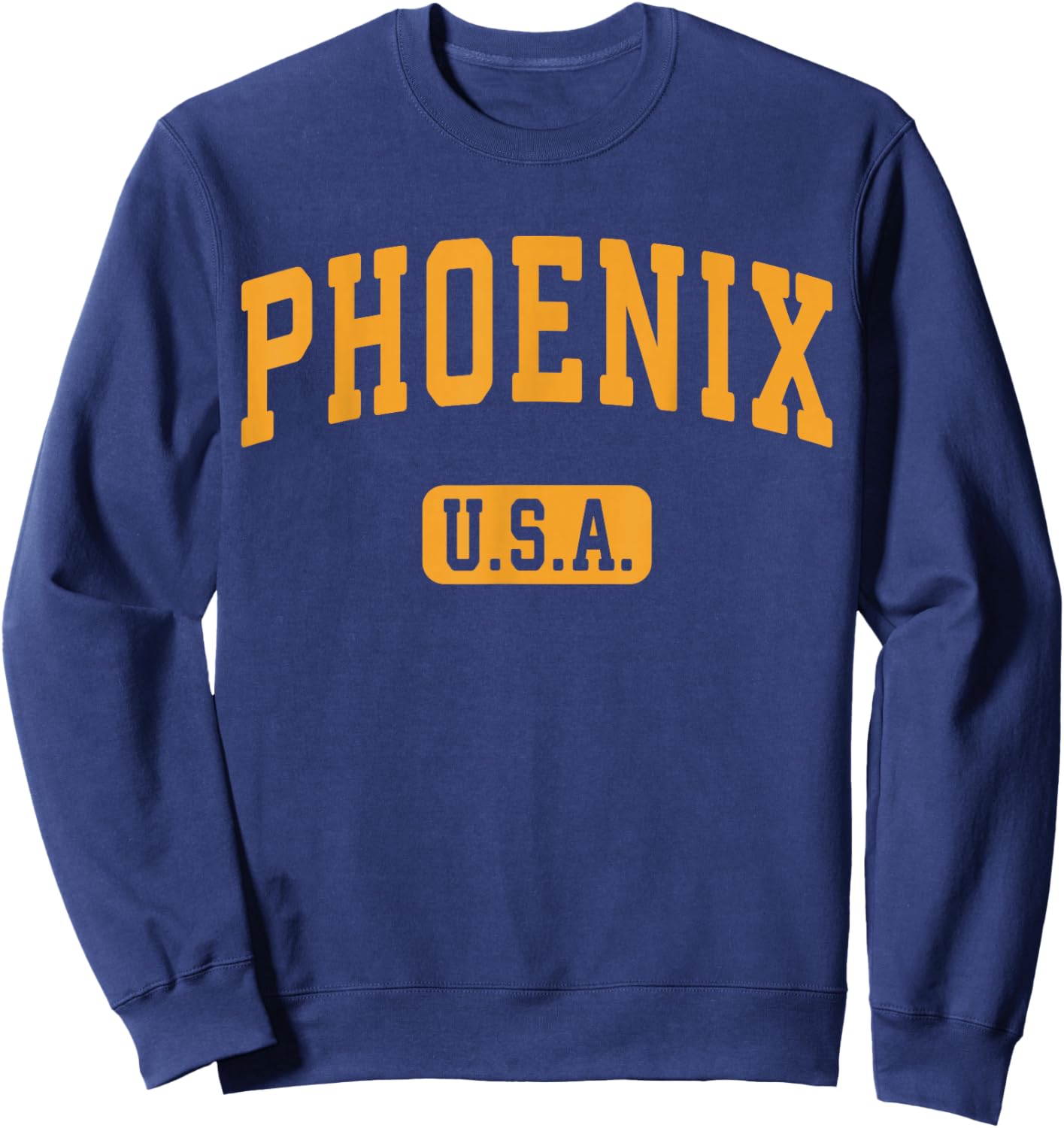 Phoenix AZ USA Athletic Text Sunset Yellow Font Sweatshirt - Sweatshirt | Navy