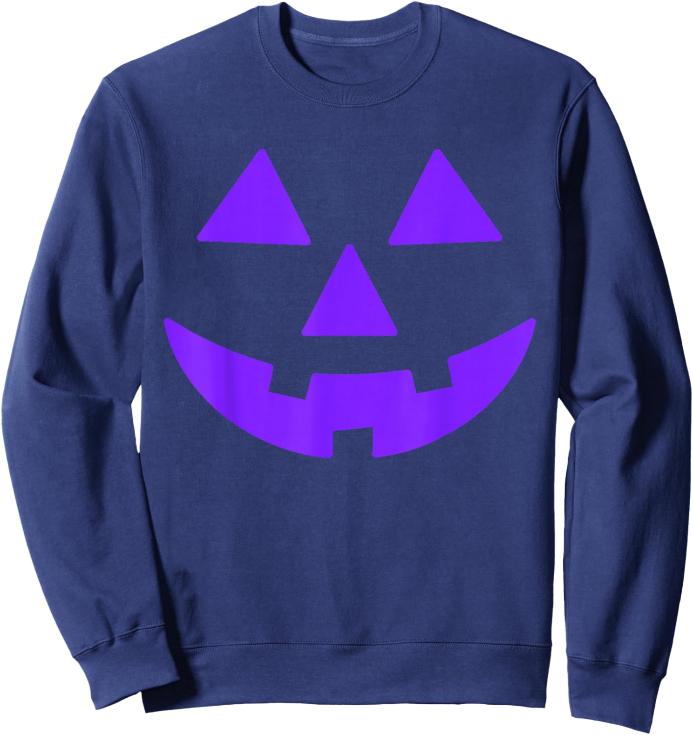 Jack O Lantern Scary Carved Pumpkin Face Halloween Purple Sweatshirt - Sweatshirt | Navy