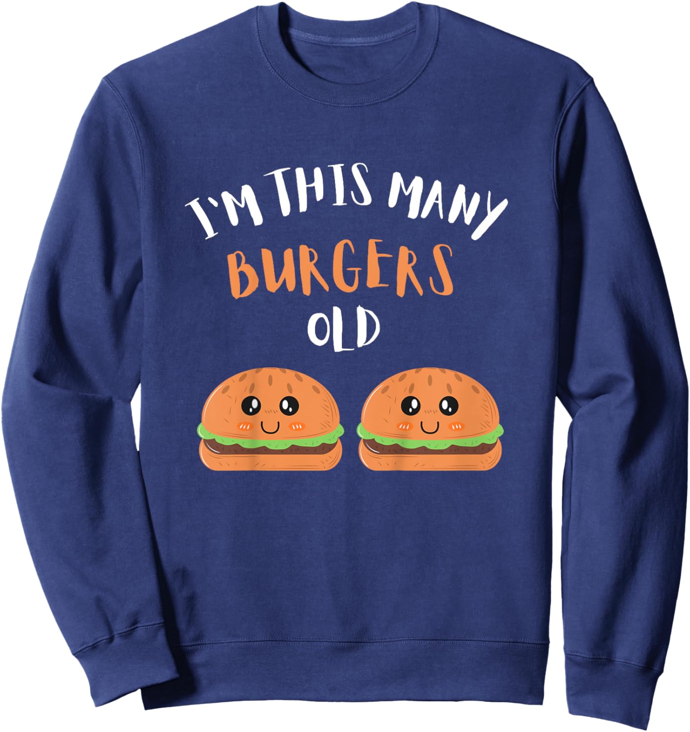 Kids I'm This Many Burgers Old - 2nd Birthday 2 Years Old Bday Sweatshirt - Sweatshirt | Navy