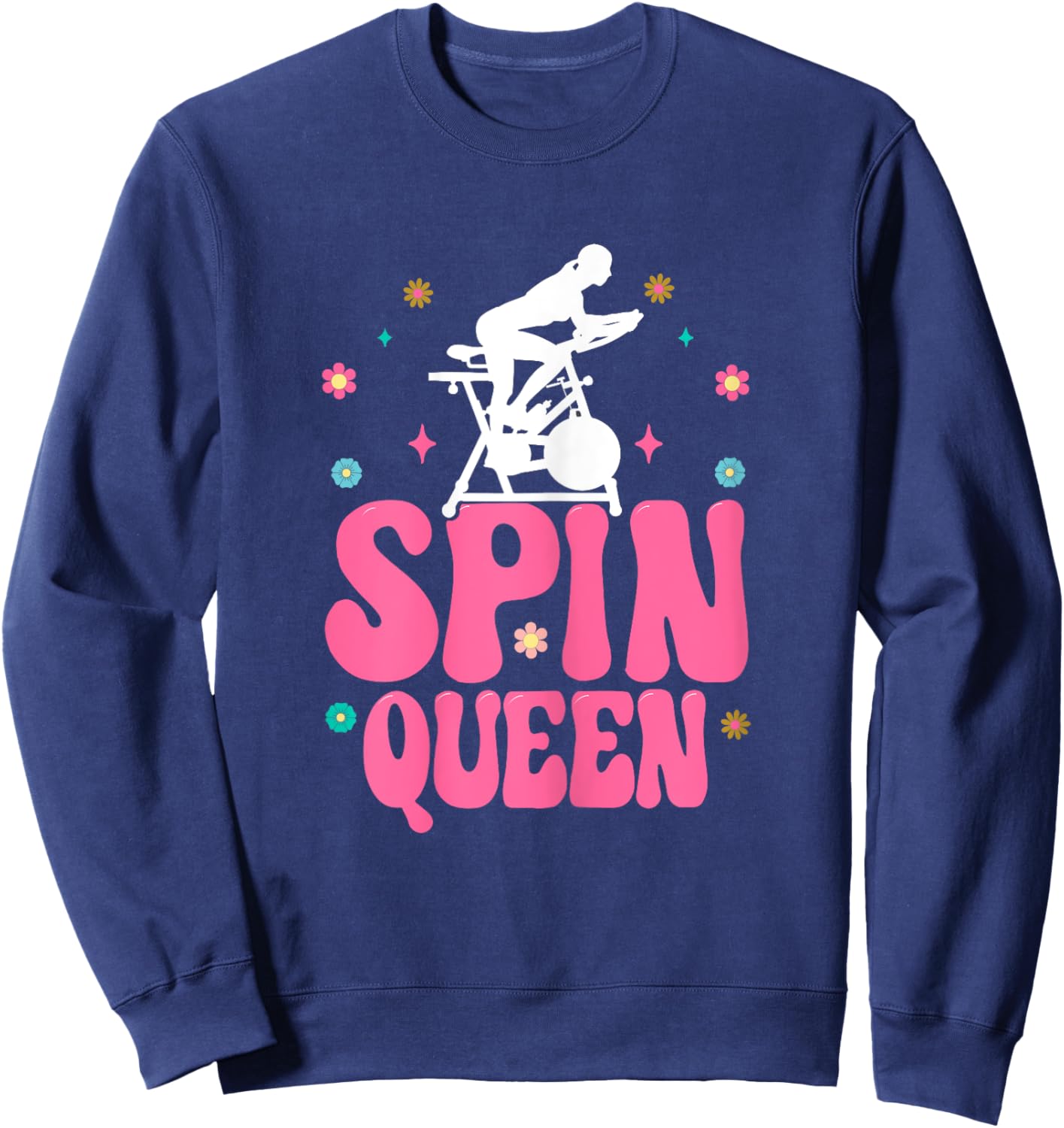 Spin Queen Funny Indoor Cycle Bike Spinning Girls Cycling Sweatshirt - Sweatshirt | Navy