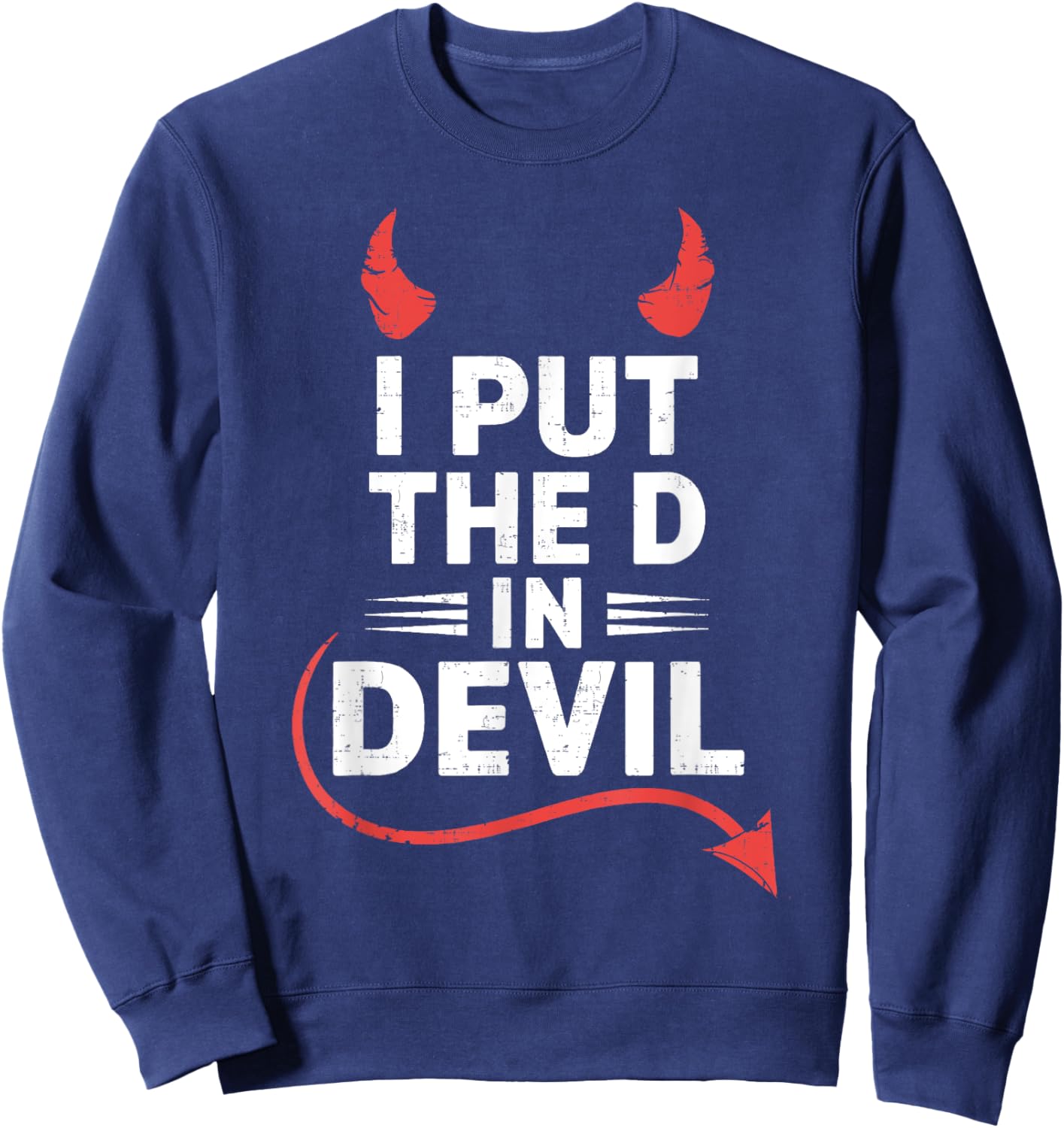 I Put the D in Devil Funny Halloween Matching Couple Sweatshirt - Sweatshirt | Navy
