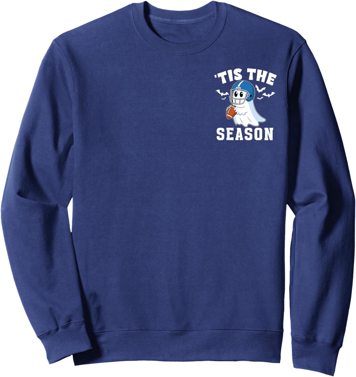 Ghost Playing Football 'Tis the Season Halloween Costume Kid Sweatshirt - Sweatshirt | Navy