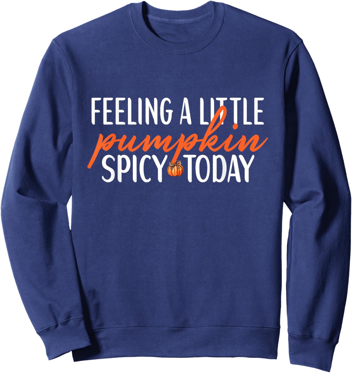 Feeling A Little Pumpkin Spicy Today Funny Sayings Fall Sweatshirt - Sweatshirt | Navy