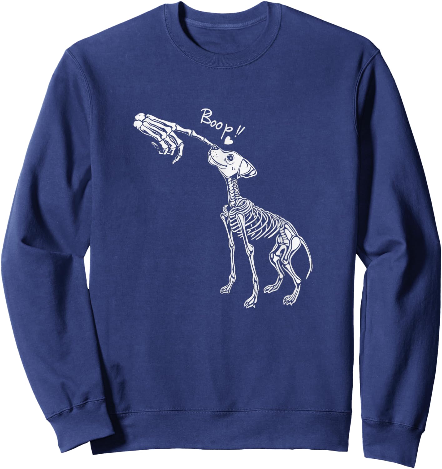 Funny Dog Skeleton Hand Boop Halloween Puppy Dog Sweatshirt - Sweatshirt | Navy