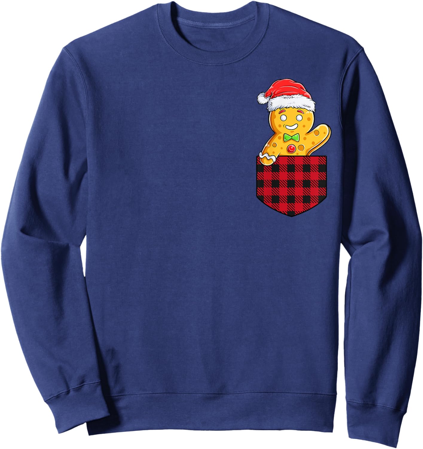 Gingerbread Man In Pocket Funny Christmas Cookie Baker Xmas Sweatshirt - Sweatshirt | Navy