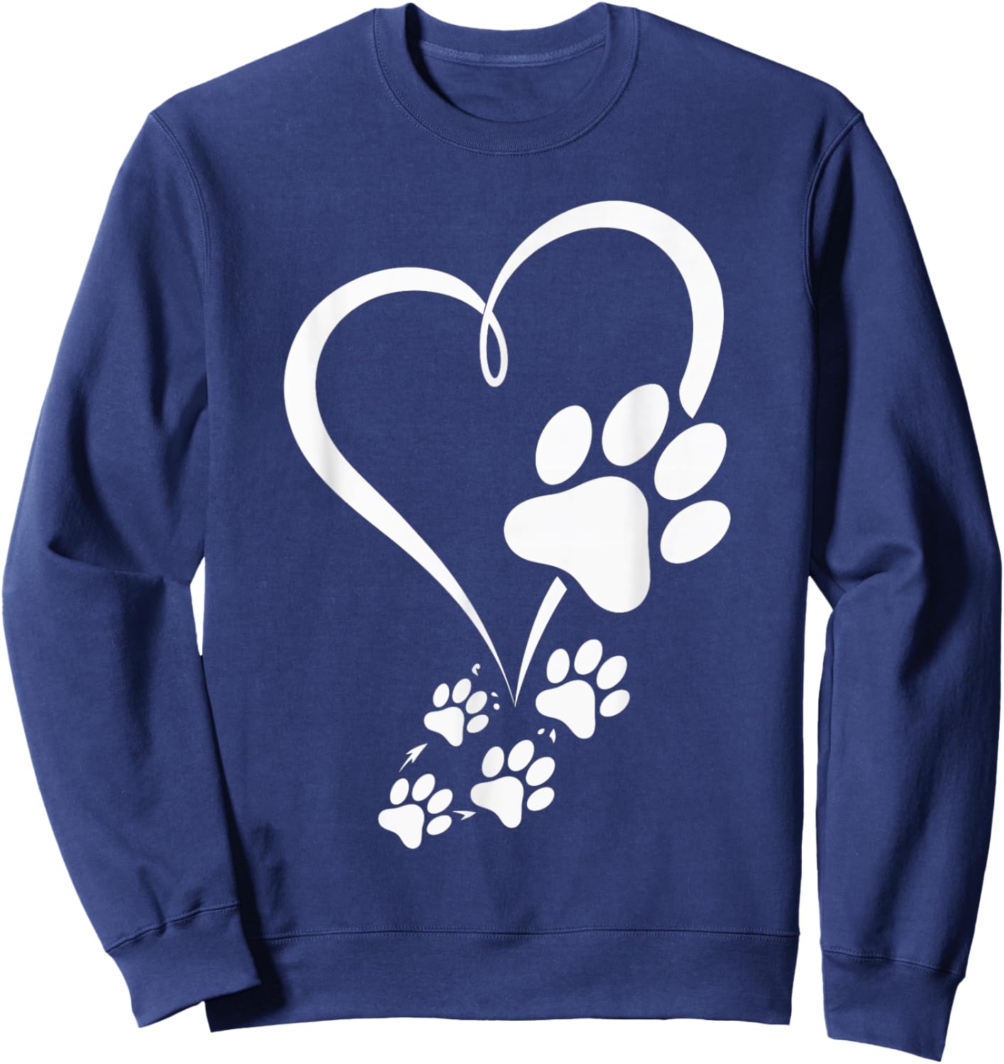 Dog Paw Heart Love Paws Pet Animal Paw Print Women Sweatshirt - Sweatshirt | Navy