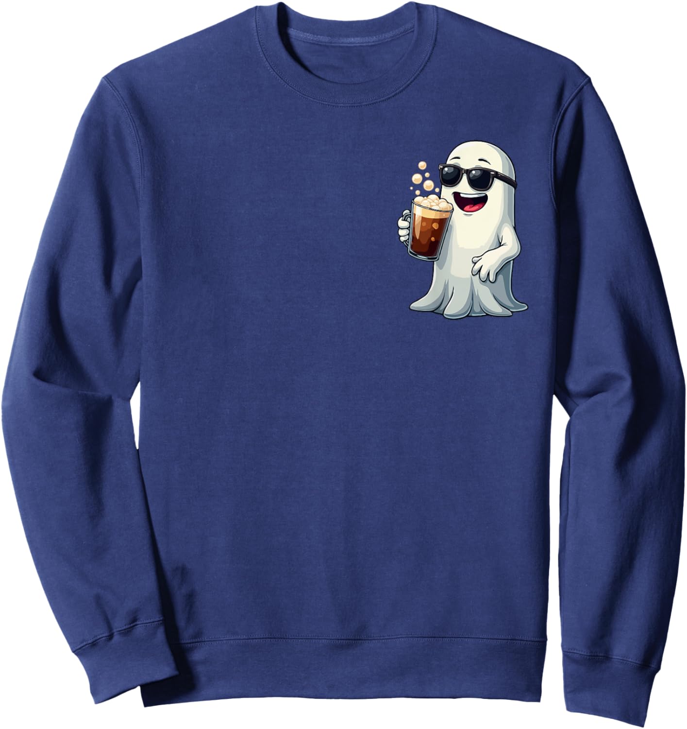 Ghost Drinking Coffee Funny Halloween Costume Coffee Lover Sweatshirt - Sweatshirt | Navy