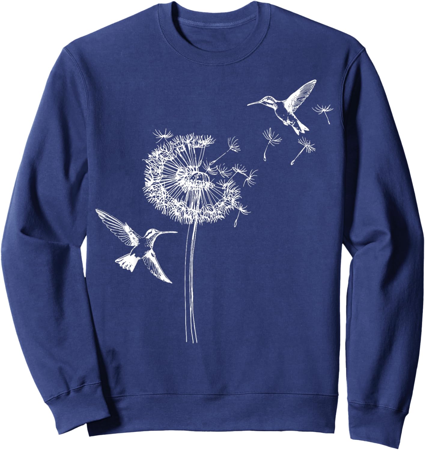 Hummingbird Bird Floral Dandelion Spring Birds Flower Sweatshirt - Sweatshirt | Navy