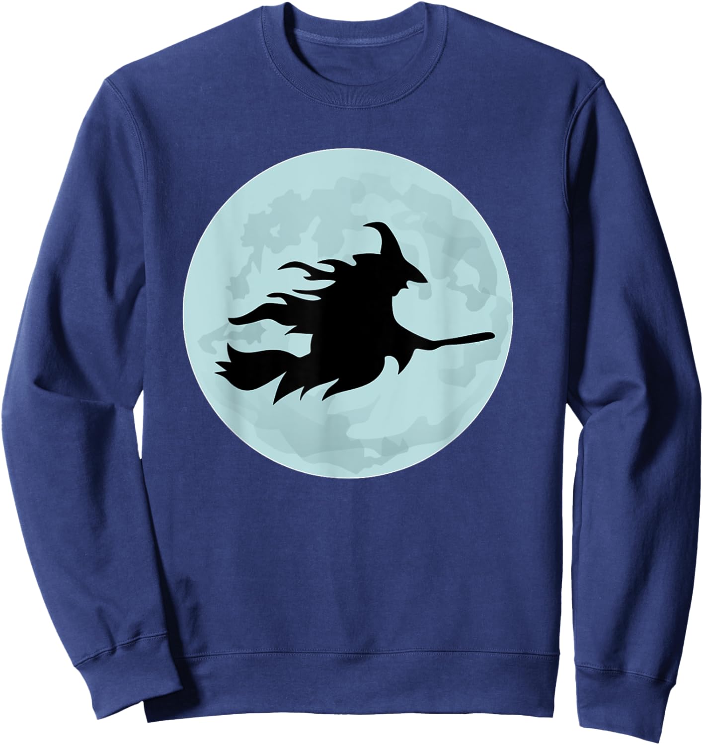 Flying Witch On Broomstick Full Moon Halloween Costume Sweatshirt - Sweatshirt | Navy