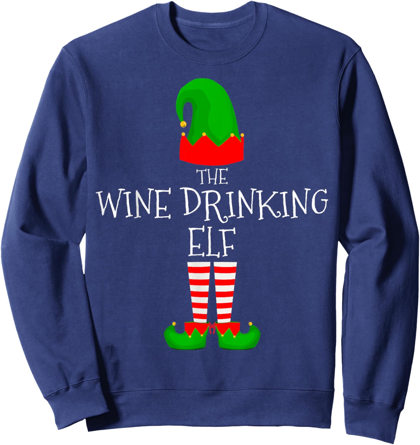Wine Drinking Elf Family Matching Group Christmas Elves Sweatshirt - Sweatshirt | Navy