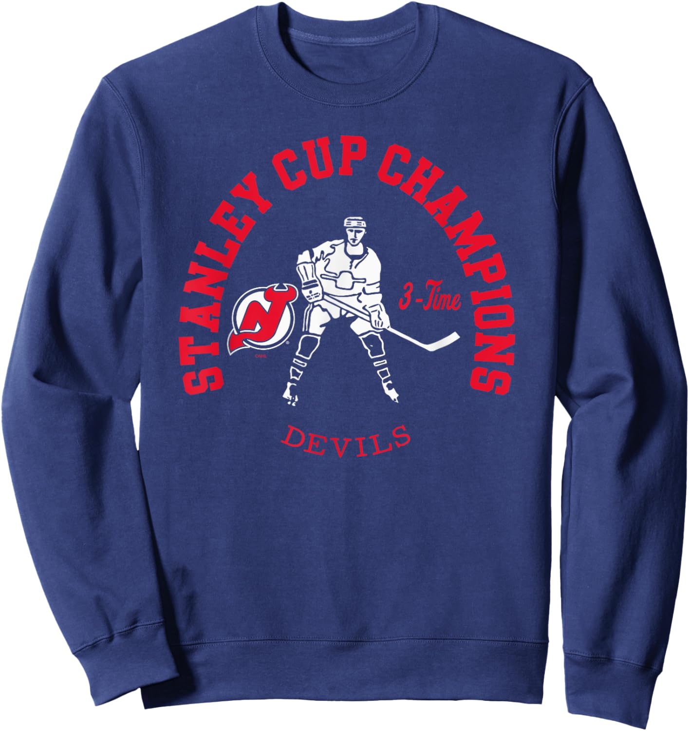 New Jersey Devils Stanley Cup Champions 3-Time Black Sweatshirt - Sweatshirt | Navy