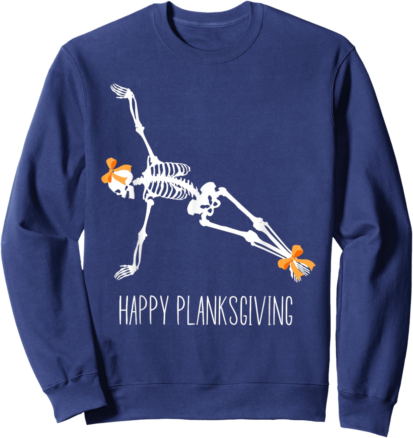 Happy Planksgiving Flowy Yoga Skeleton Thanksgiving Yoga Sweatshirt - Sweatshirt | Navy
