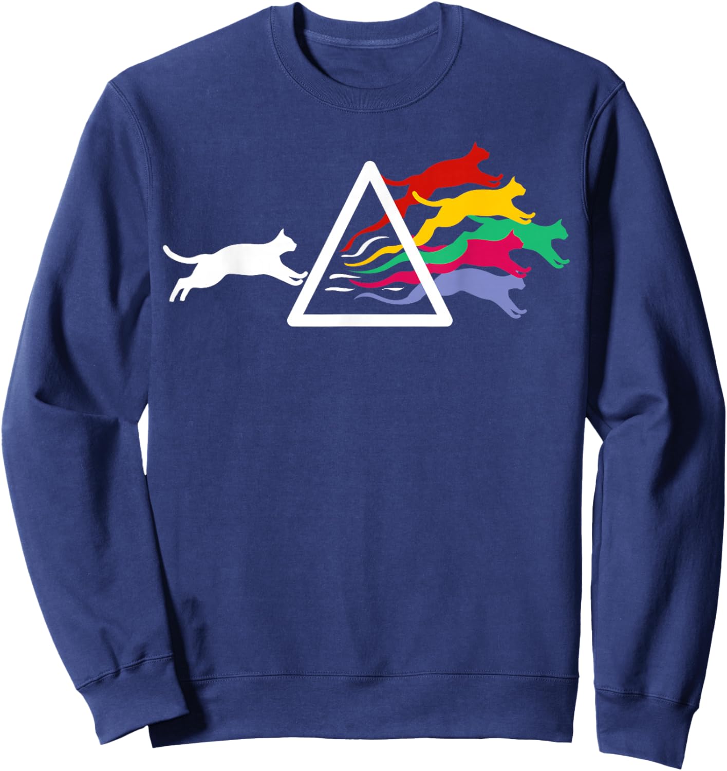 Cat Prism Rainbow Light - Physics - Science Spectral Cat Women Girls Kids Sweatshirt - Sweatshirt | Navy
