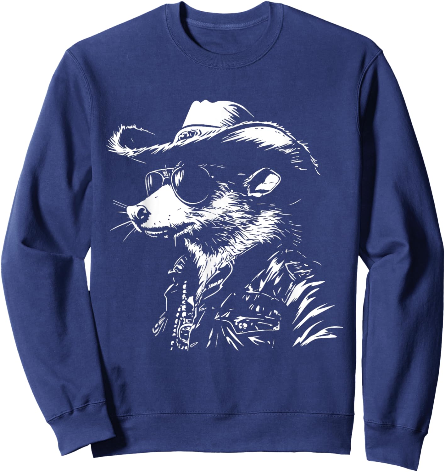 Vintage Possum Opossum Cowboy Graphic Sweatshirt - Sweatshirt | Navy