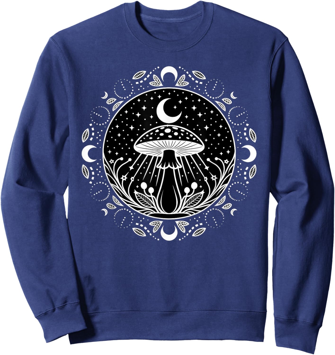 Witchcraft Moonphase Mushroom Sweatshirt - Sweatshirt | Navy