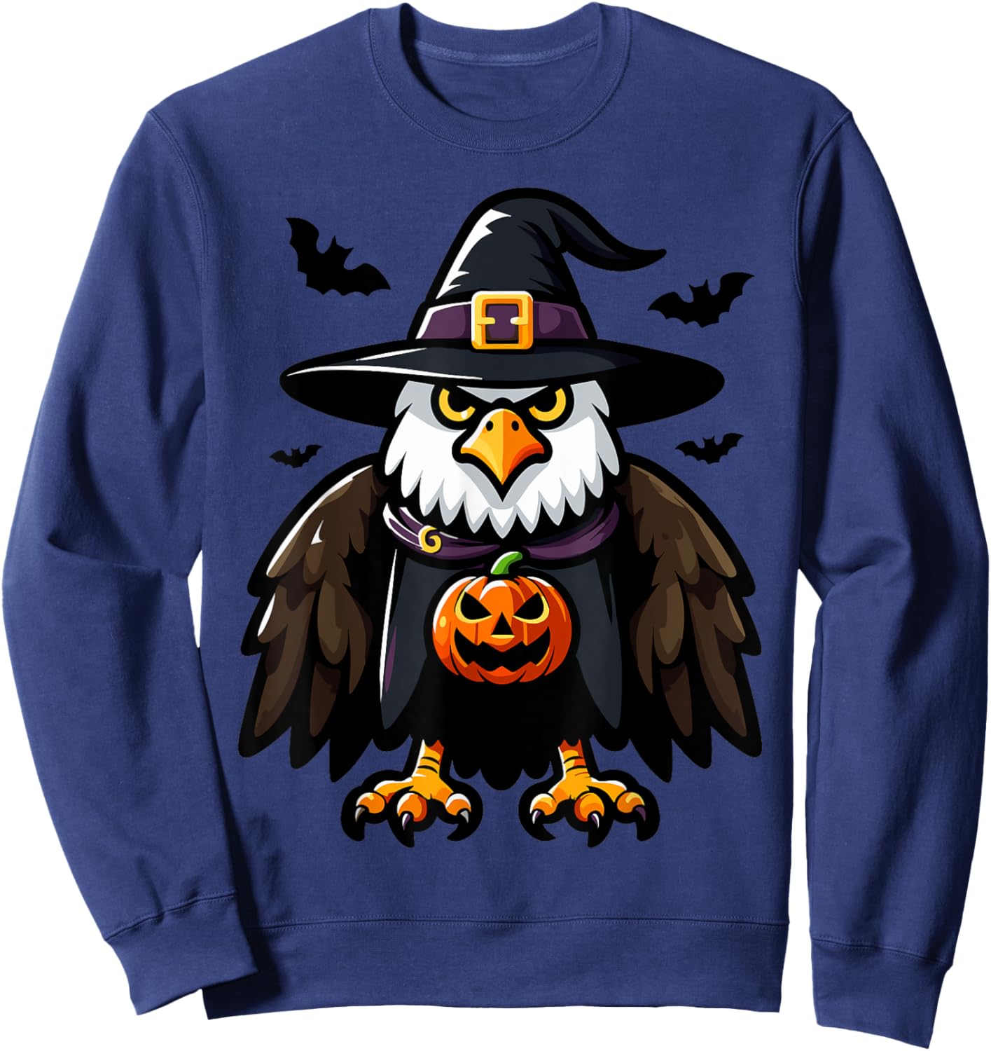 Scary Halloween Eagle Witch Hat Costume Spooky Season Sweatshirt - Sweatshirt | Navy