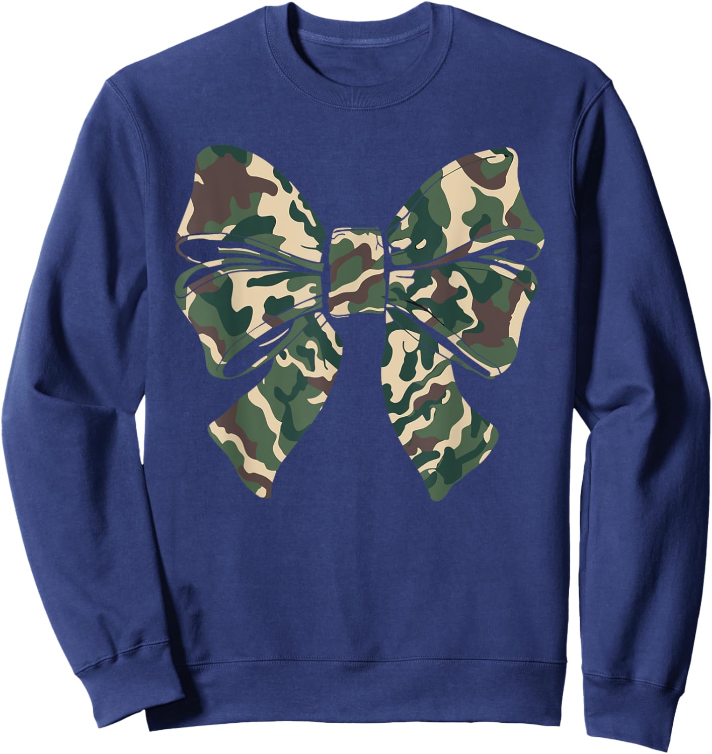 Camouflage Old Camo Bow Camo Coquette Bow Hunting Women Girl Sweatshirt - Sweatshirt | Navy