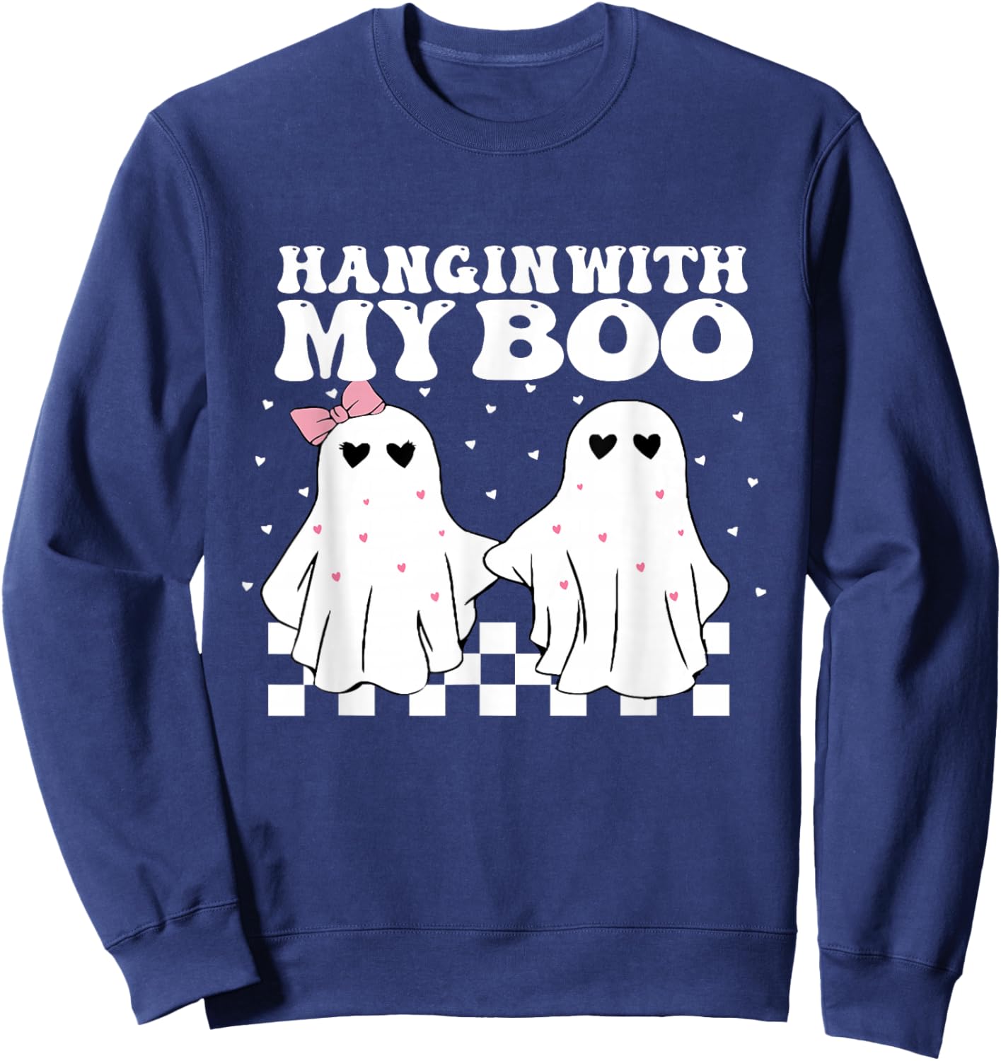 Hangin' With my Boo Couples Halloween Adult Costume His her Sweatshirt - Sweatshirt | Navy