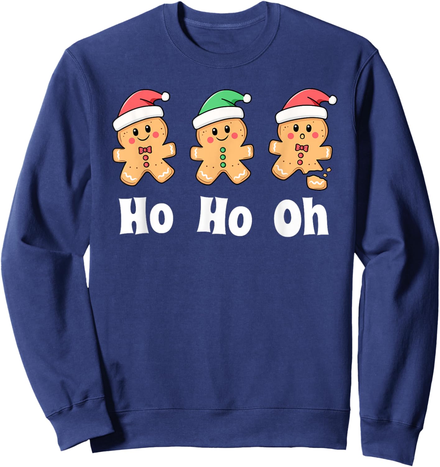 Ho Ho Oh Baking Cookies Funny Kids Christmas Gingerbread Sweatshirt - Sweatshirt | Navy