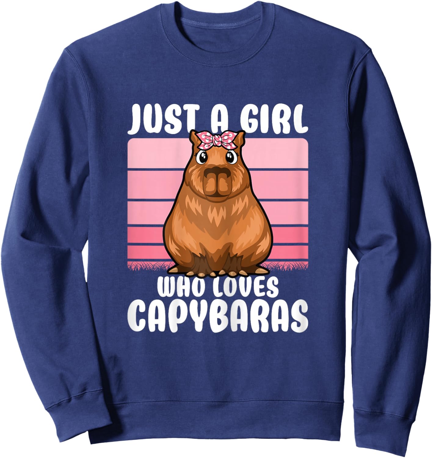 Just A Girl Who Loves Capybaras Cute Girls Kids Sweatshirt - Sweatshirt | Navy