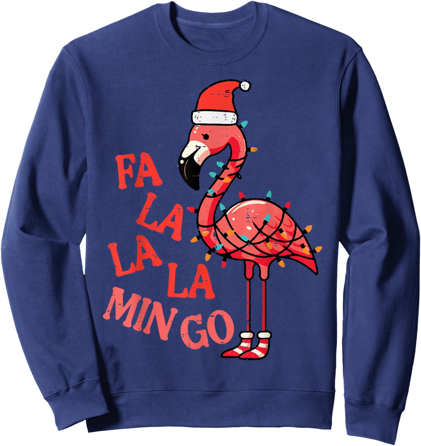 Christmas Flamingo Fa La La Mingo Funny Xmas Women Men Kids Sweatshirt - Sweatshirt | Navy