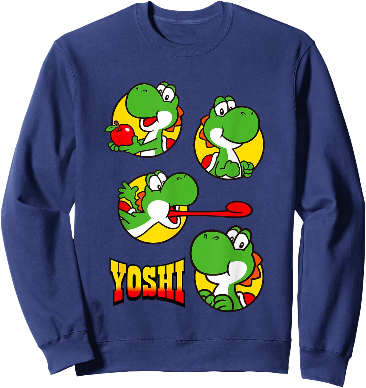 Super Mario Bros Yoshi Big Snack Bubble Portraits Sweatshirt - Sweatshirt | Navy