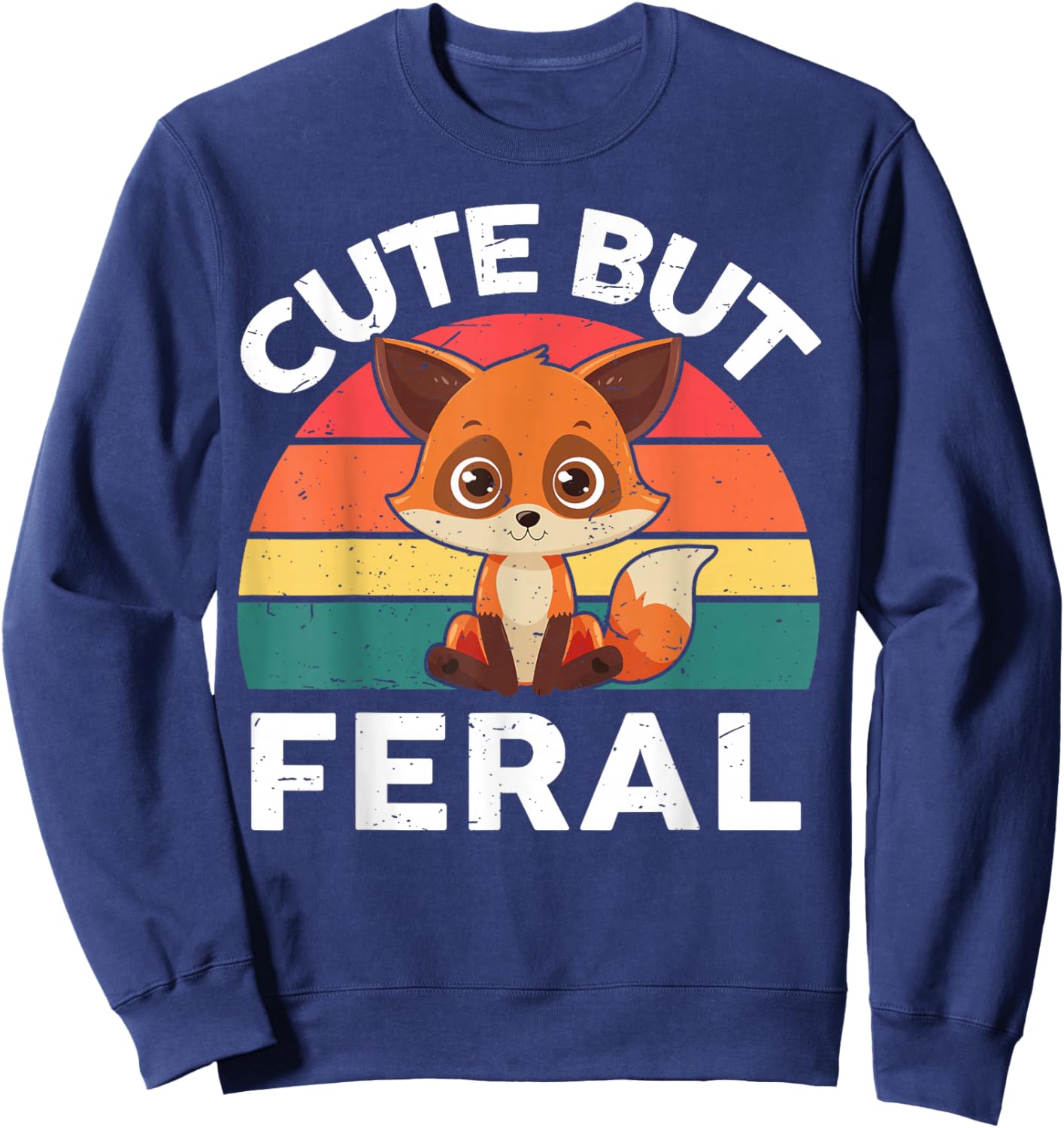 Retro Cute But Feral Funny Fox-Shirt Toddler Boy Girl Kids Sweatshirt - Sweatshirt | Navy
