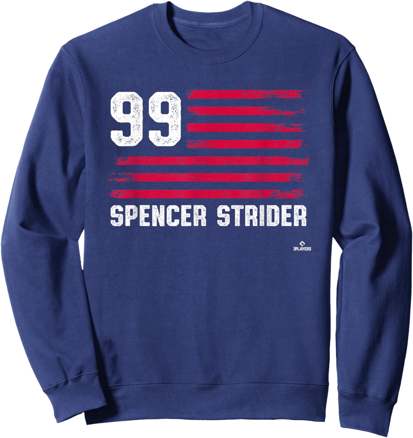 Flag Stripes Spencer Strider Atlanta Baseball MLBPA Sweatshirt - Sweatshirt | Navy