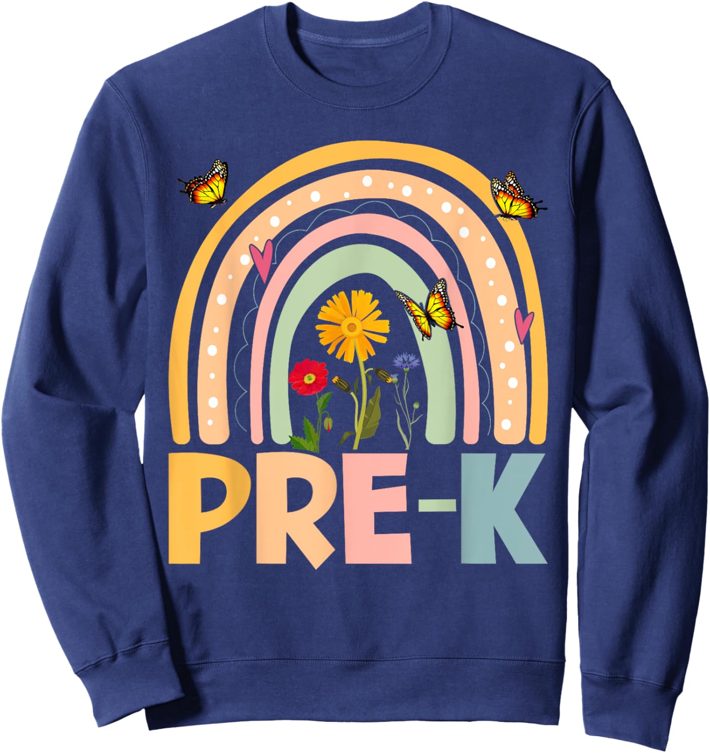 Wildflower Pre-K Preschool Team Floral Teacher Girls Sweatshirt - Sweatshirt | Navy