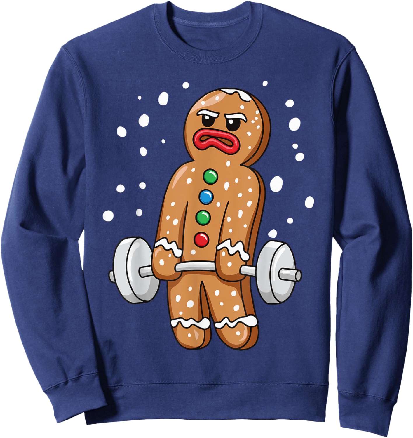 Gingerbread Weightlifting Workout Bodybuilding Sweatshirt - Sweatshirt | Navy