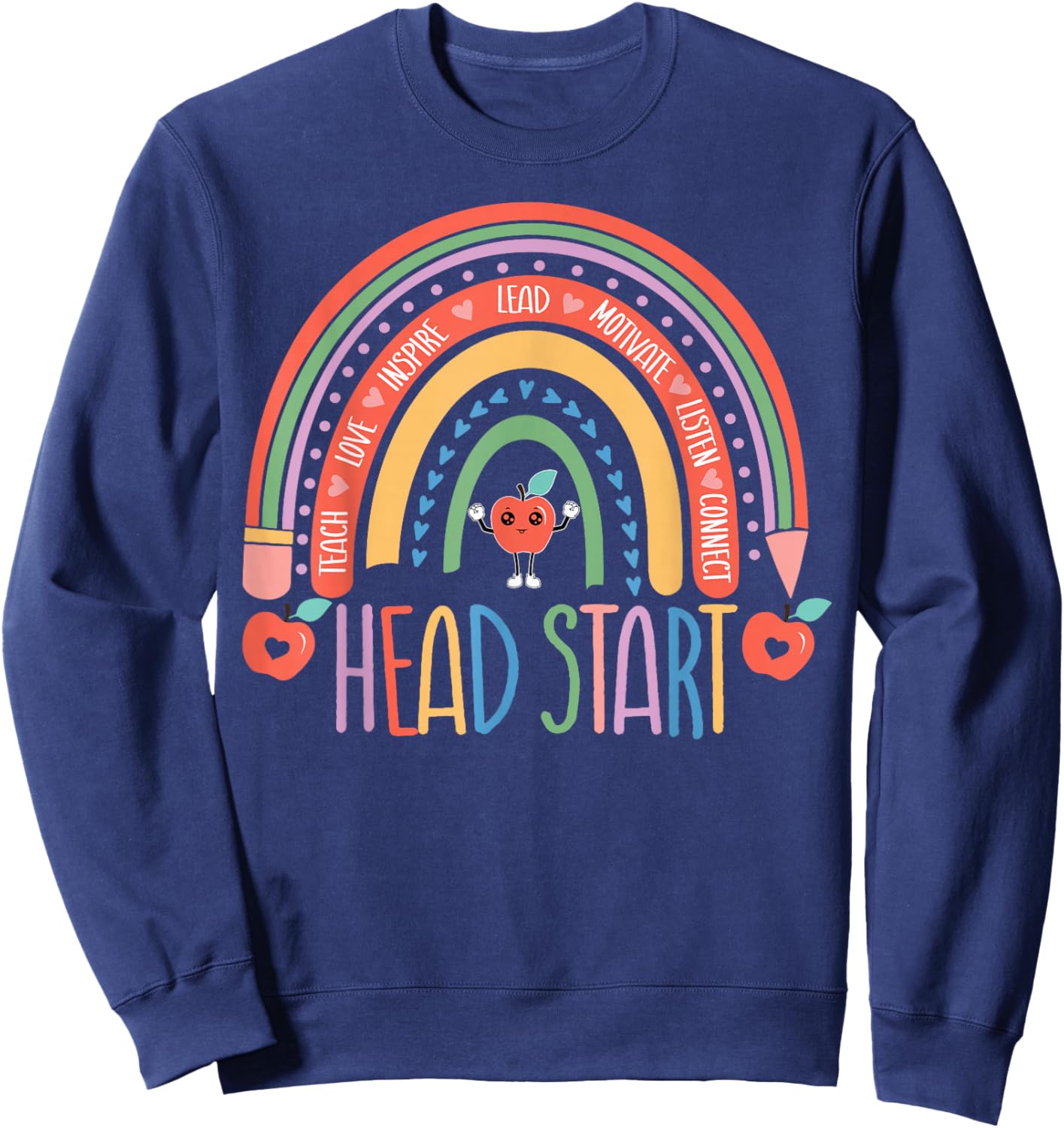 Head Start Rainbow - Back to School - Headstart Teacher Sweatshirt - Sweatshirt | Navy