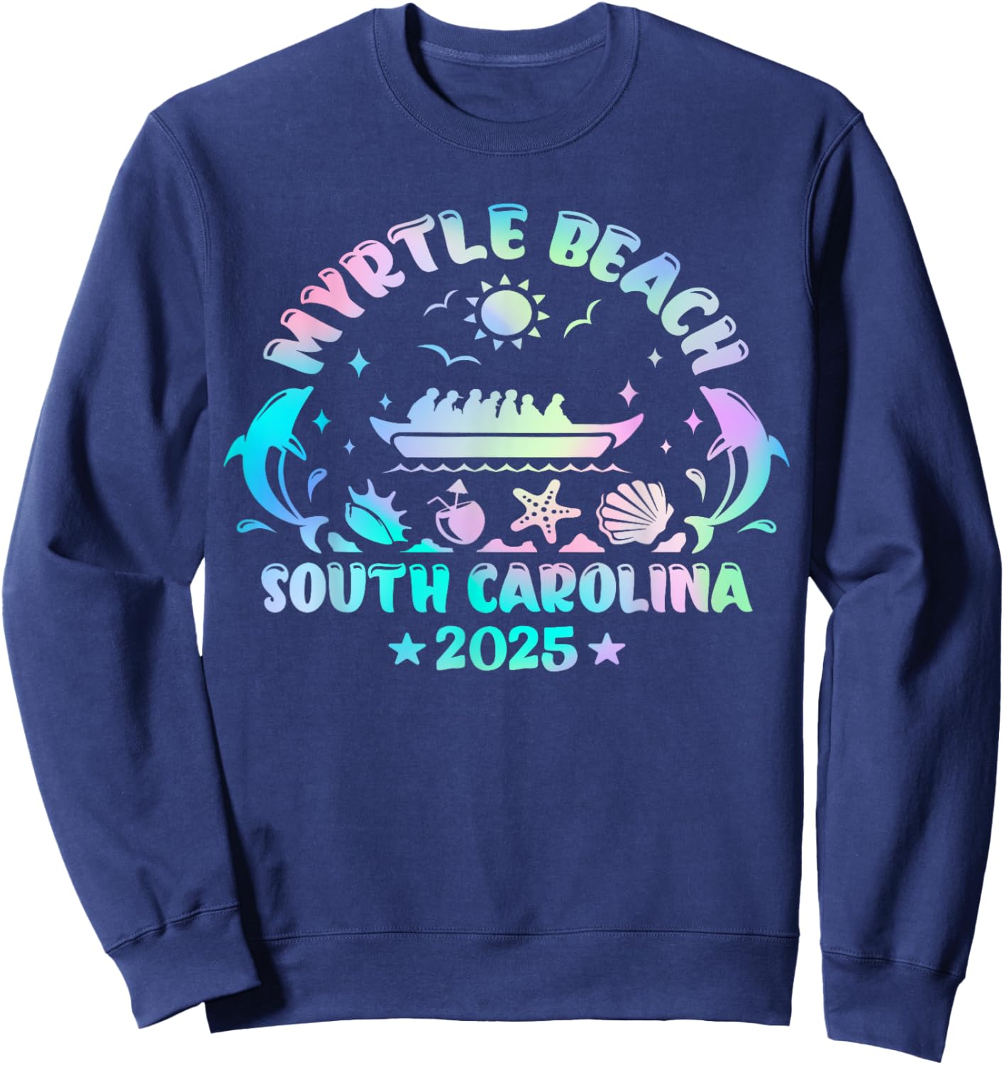 Myrtle Beach Summer Surf Dive Tie Dye Family Vacation 2025 Sweatshirt - Sweatshirt | Navy