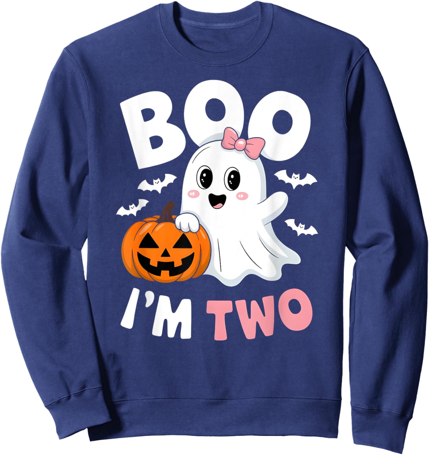 Funny Ghost Boo I'm Two Years 2nd Birthday Toddler Halloween Sweatshirt - Sweatshirt | Navy
