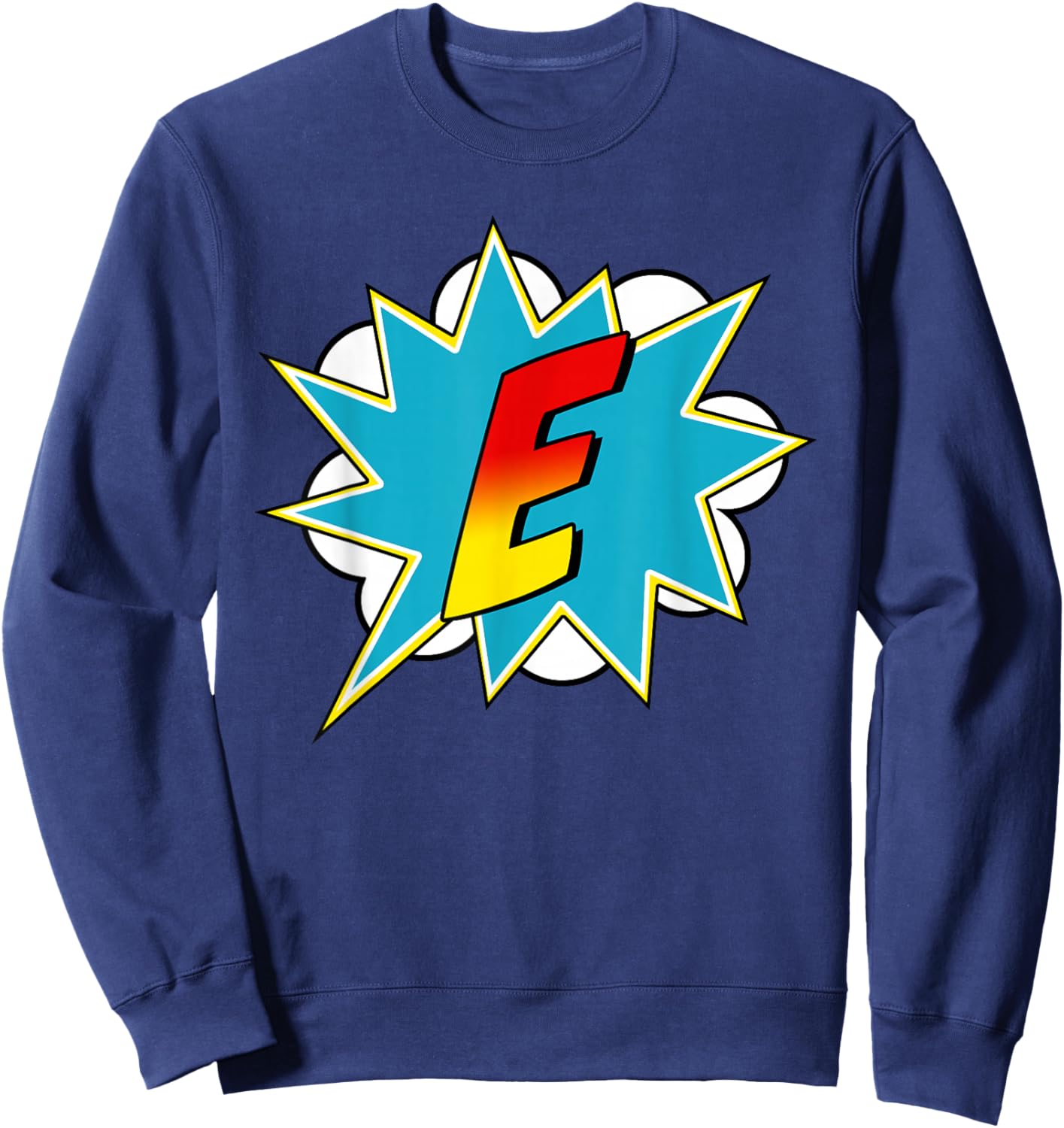 Letter E Superhero Name Comic Letter Retro Costume Sweatshirt - Sweatshirt | Navy