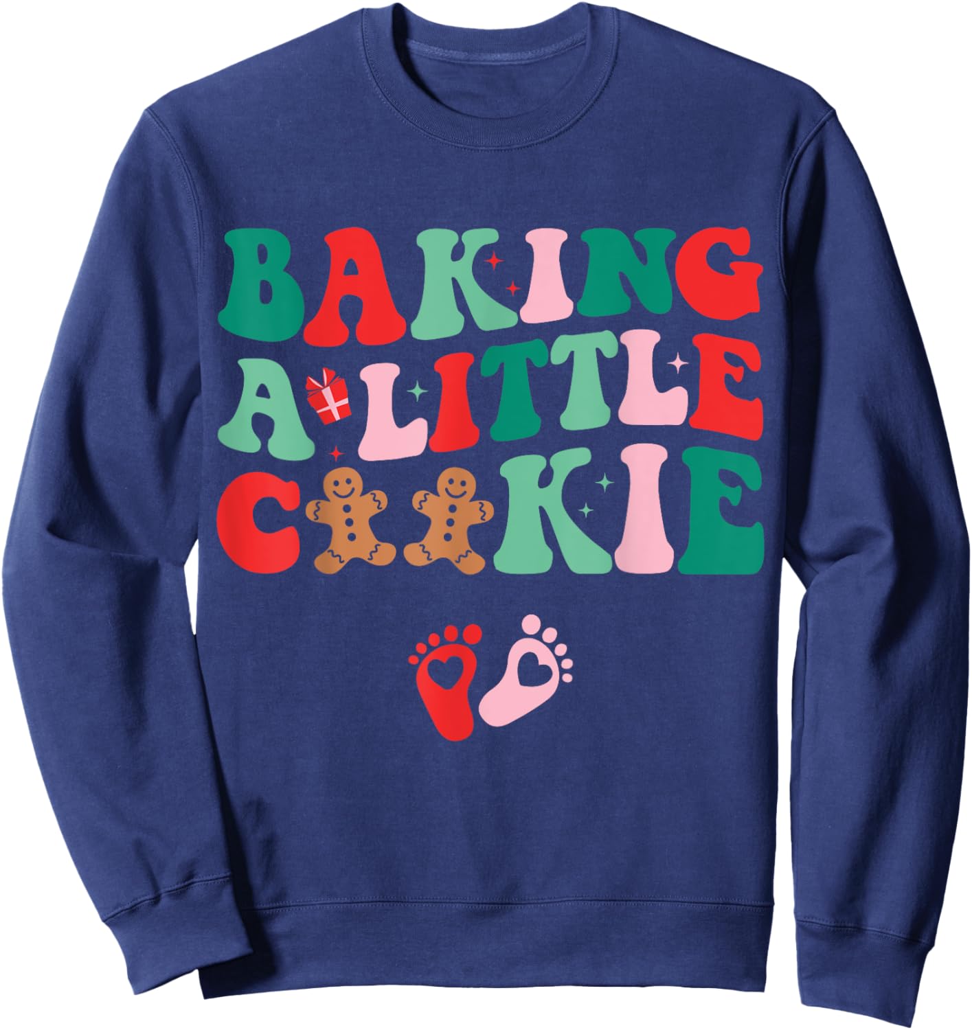 Baking A Little Cookie Cute Christmas Pregnancy Announcement Sweatshirt - Sweatshirt | Navy
