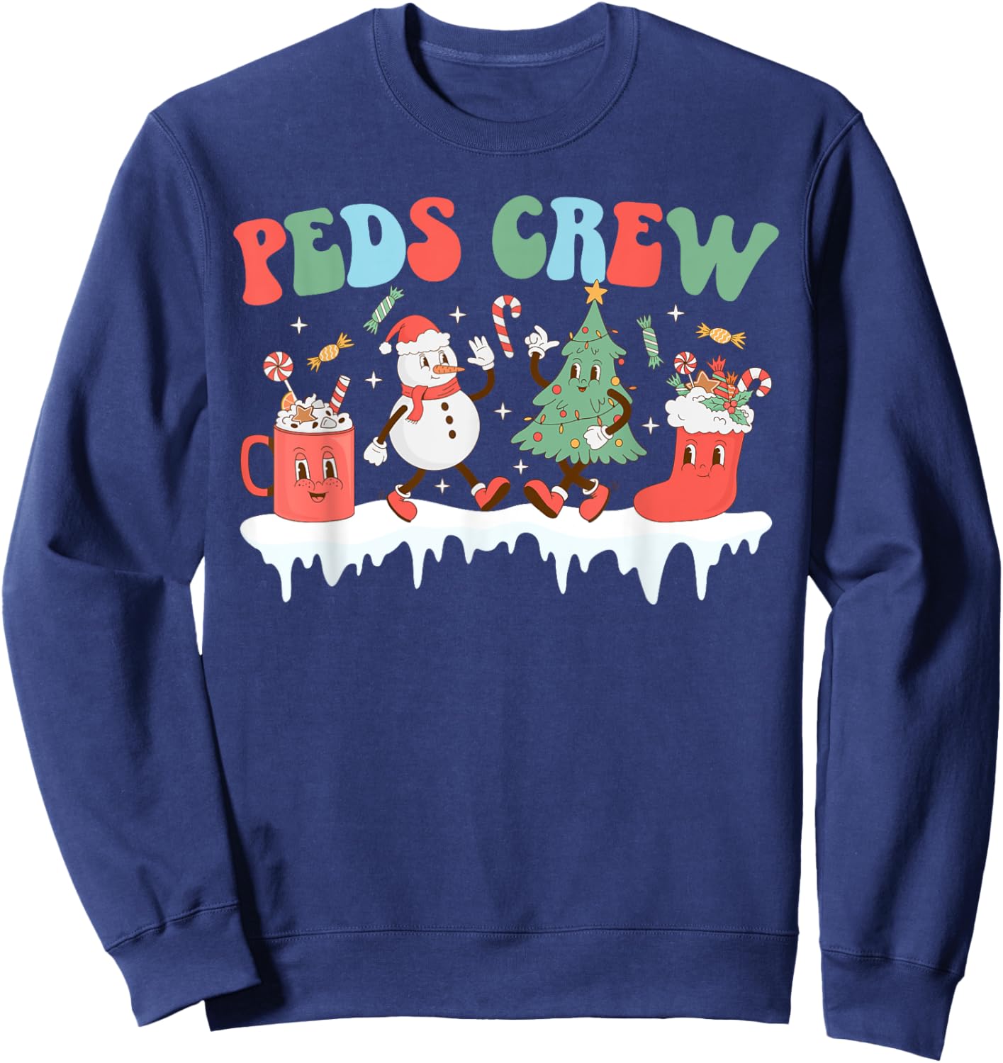 Peds Crew Christmas Peds Nurse Xmas Pediatric Nurse Team Sweatshirt - Sweatshirt | Navy