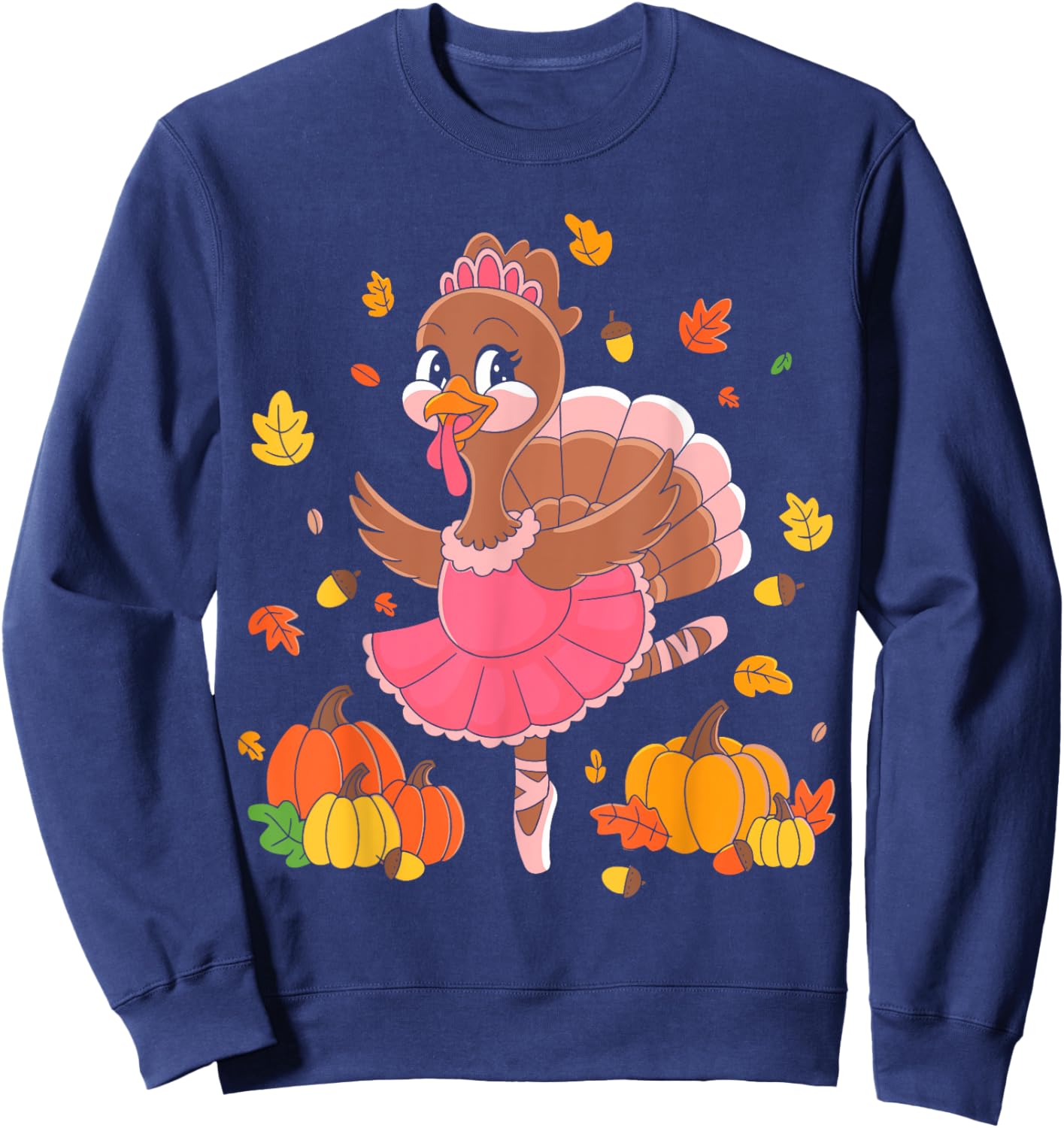 Turkey Dancing Ballet Lover Dancer Thanksgiving For Girls Sweatshirt - Sweatshirt | Navy