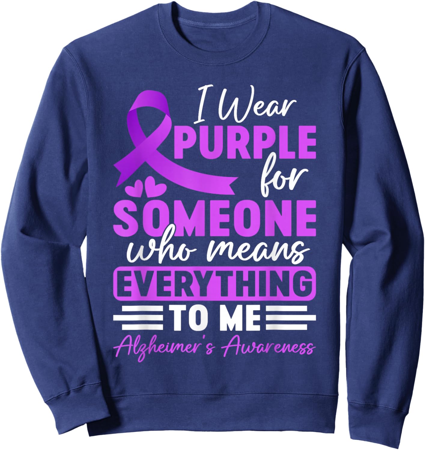 Alzheimer Frontotemporal Dementia Purple Ribbon Memory Loss Sweatshirt - Sweatshirt | Navy