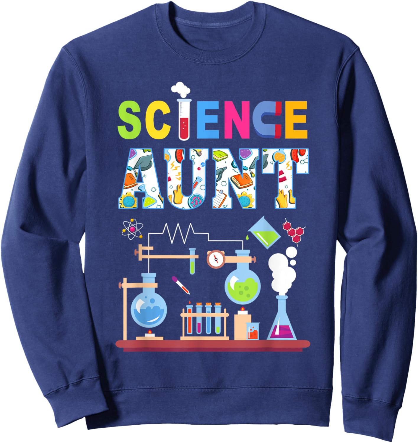 Science Aunt Family Science Birthday Party Matching Sweatshirt - Sweatshirt | Navy